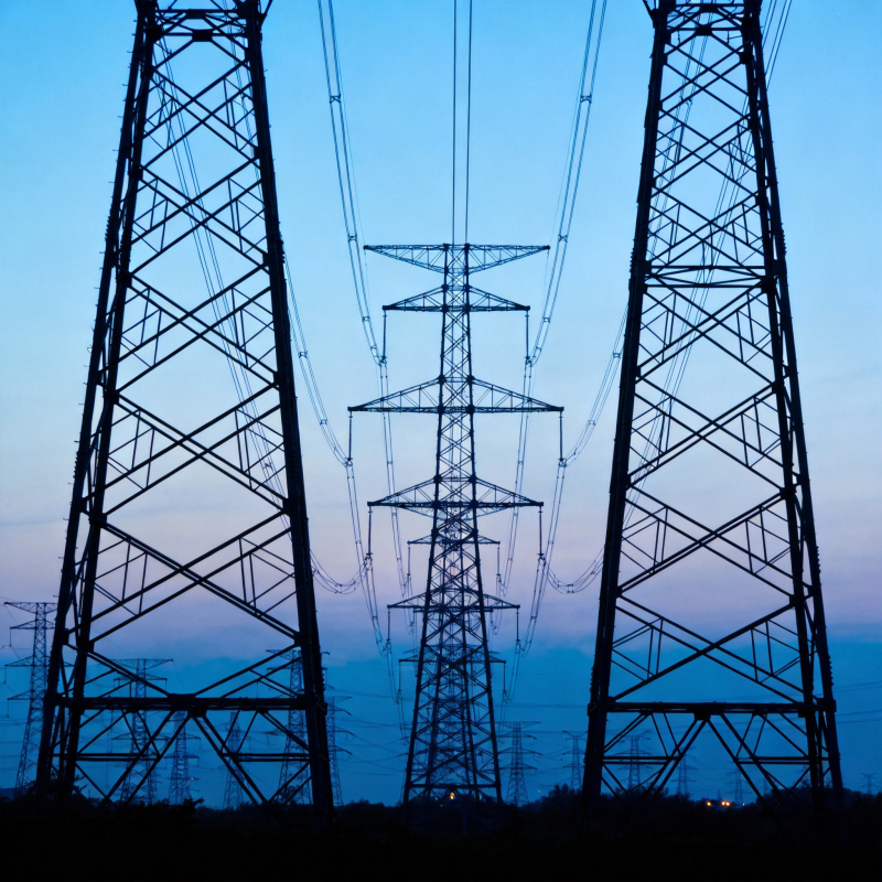 高压电塔剪影图片