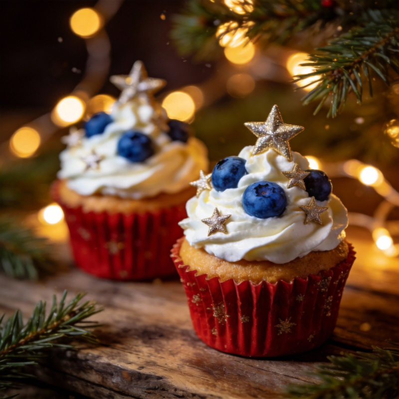 圣诞蓝莓纸杯蛋糕图片
