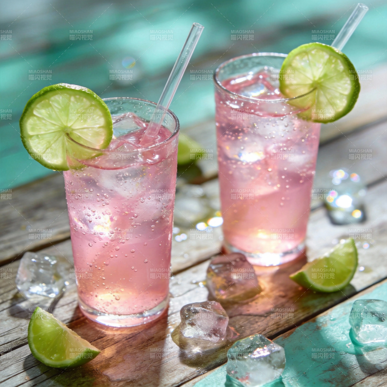 粉红柠檬冰饮图片