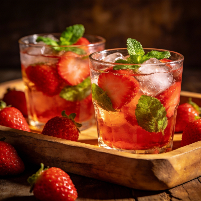 草莓薄荷冰饮图片
