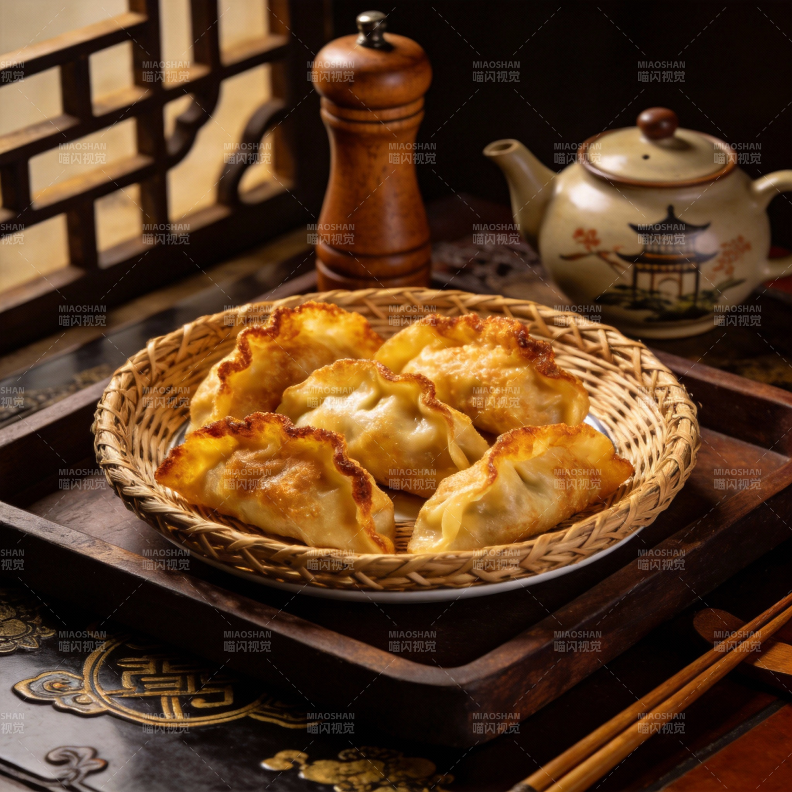 金黄煎饺 香气四溢图片