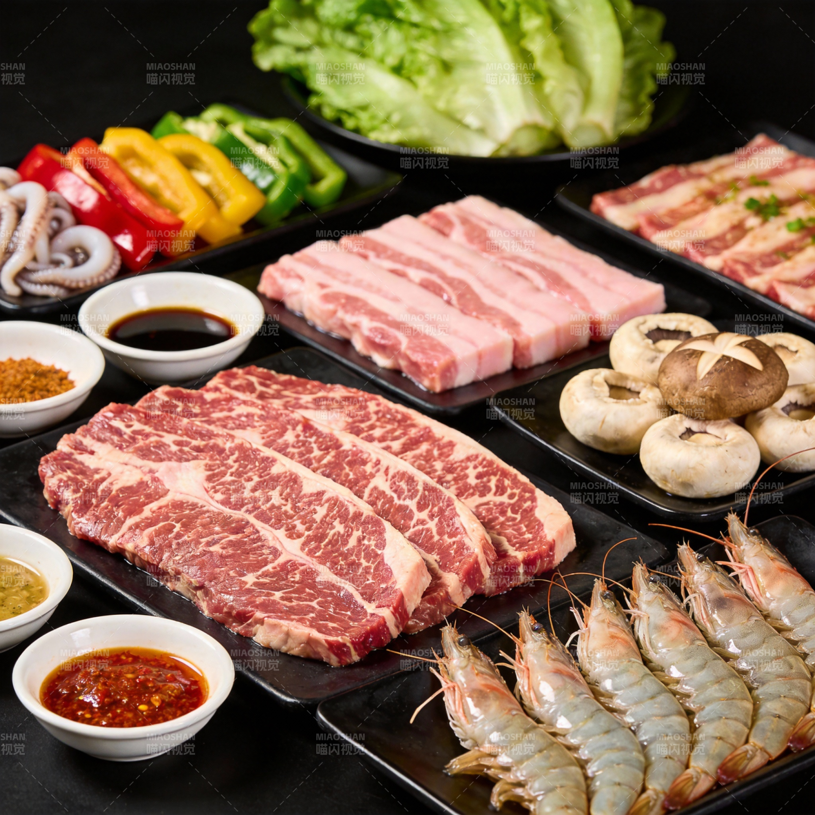 美味烧烤食材拼盘图片