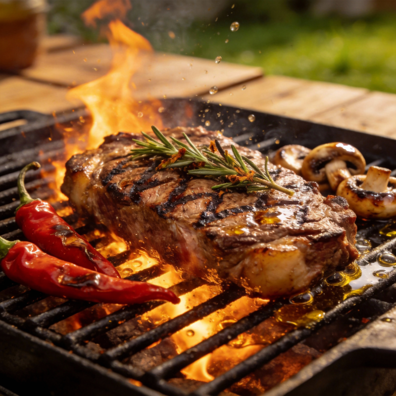 火焰烤牛排图片