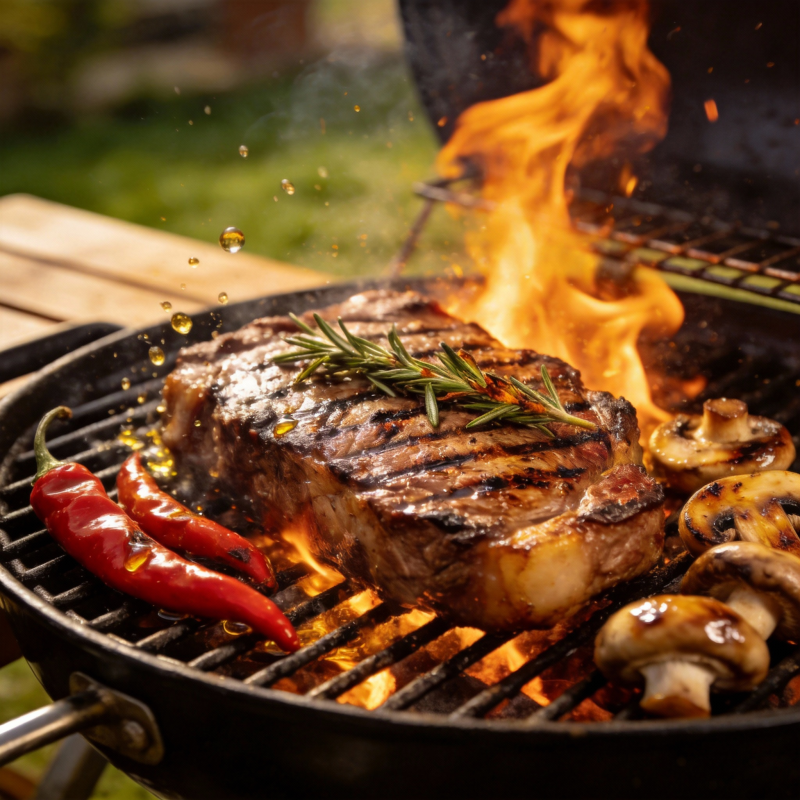 火焰烤牛排图片