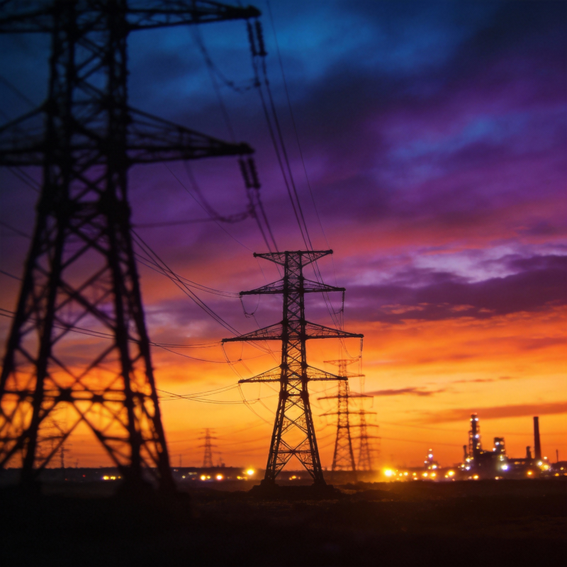 电力塔剪影日落图片