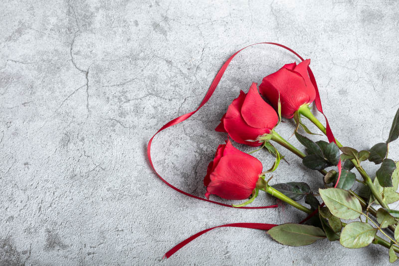 红玫瑰与丝带图片