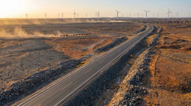 沙漠公路风车阵图片
