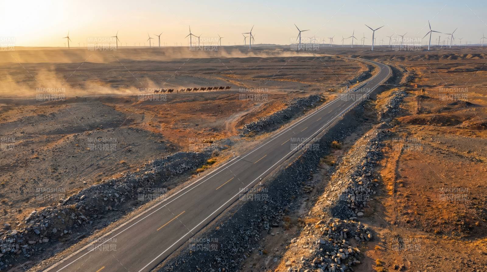 沙漠公路风车阵图片