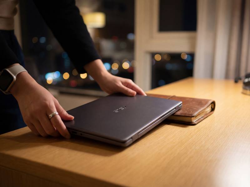 轻触笔记本 静谧夜晚图片