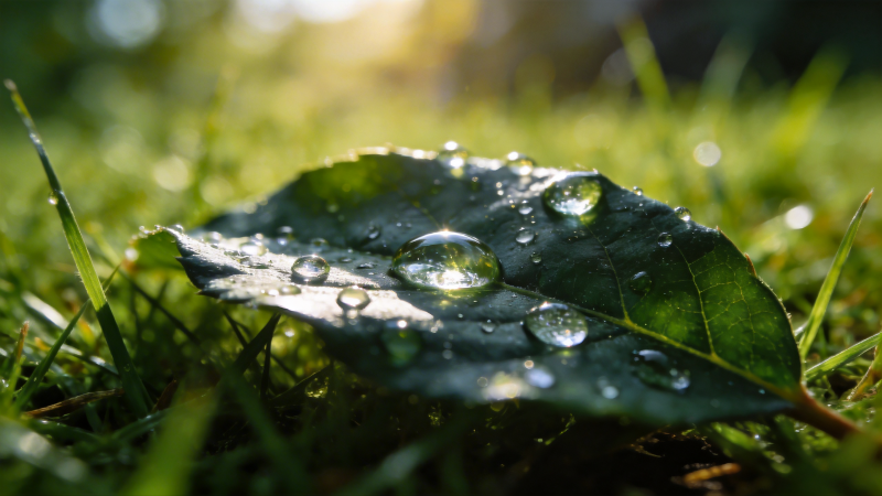 露珠叶上晶莹图片