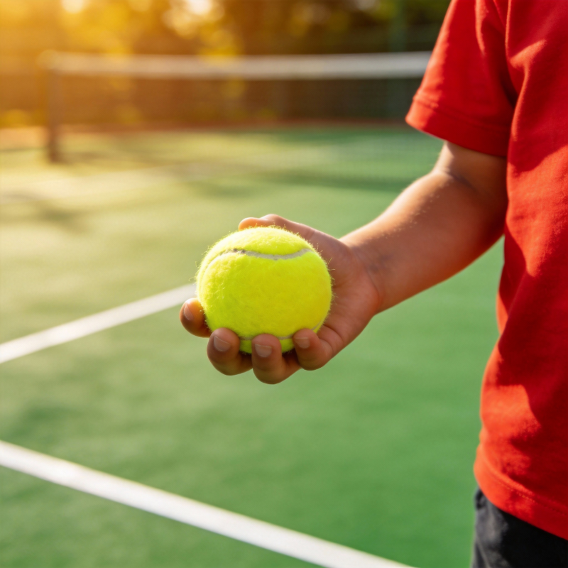 手握网球 球场阳光图片