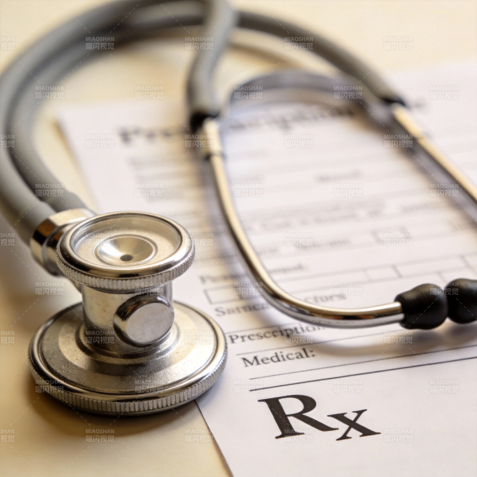 听诊器与处方单图片