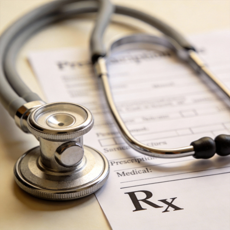 听诊器与处方单图片