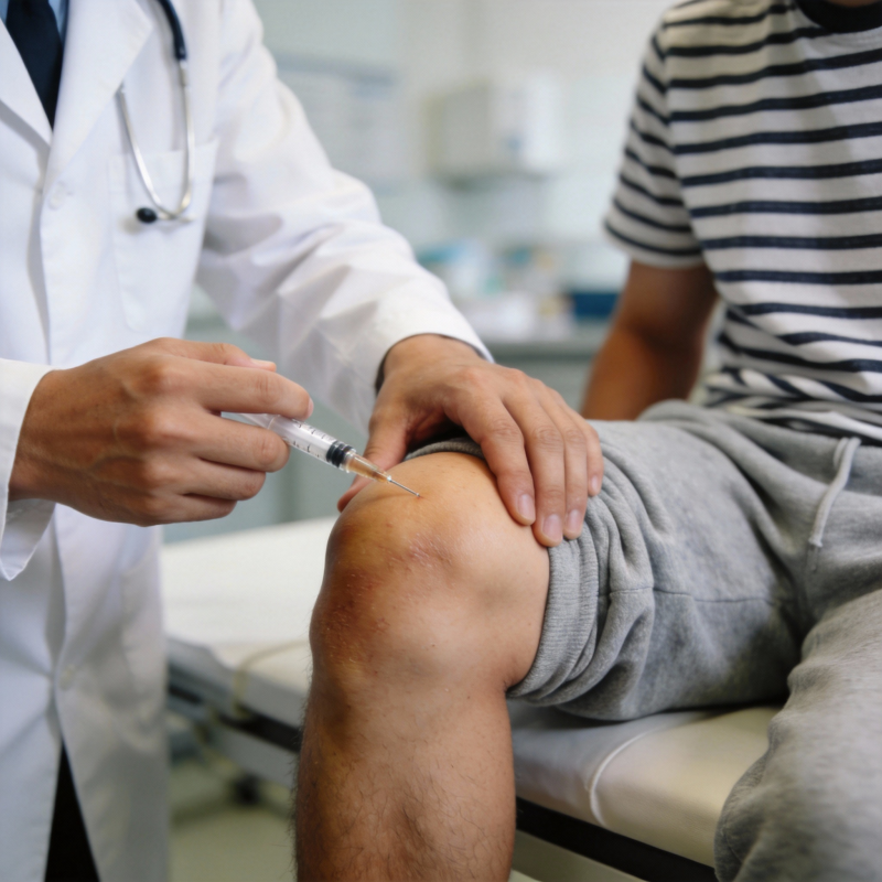 医生为患者注射膝盖图片