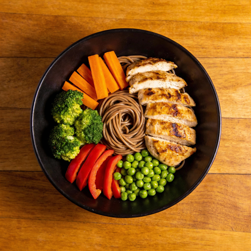 鸡肉蔬菜拌面图片