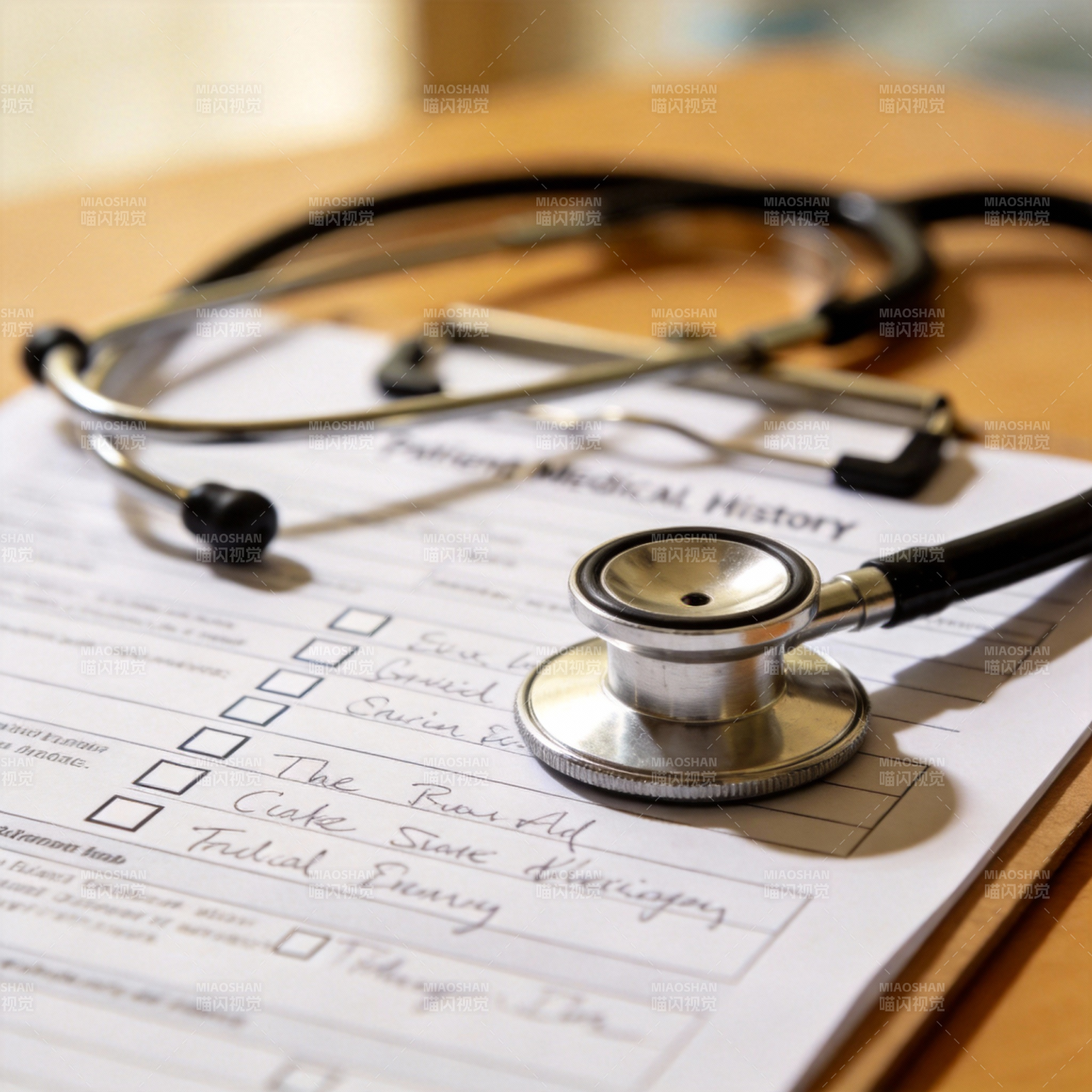 医疗记录与听诊器图片