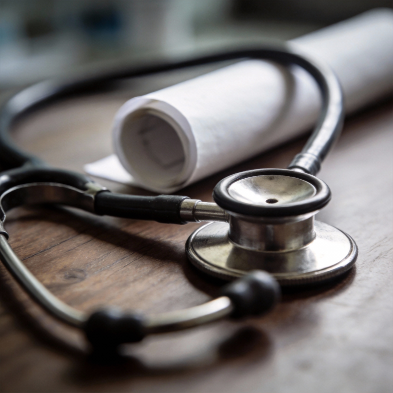 听诊器与医卷图片