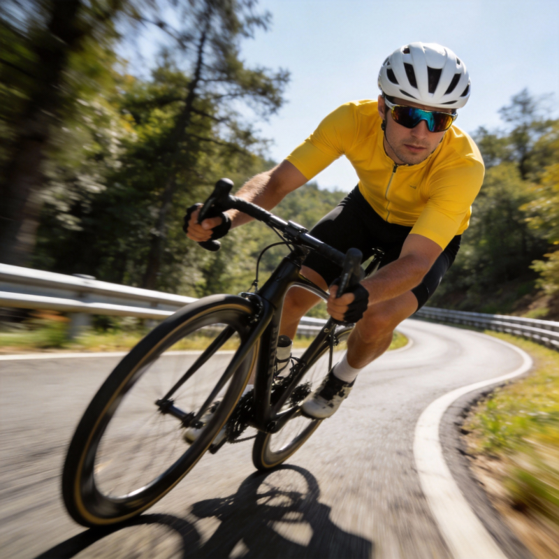 骑行者疾驰山道图片