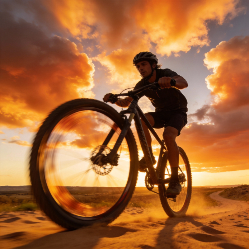 夕阳下的骑行者图片