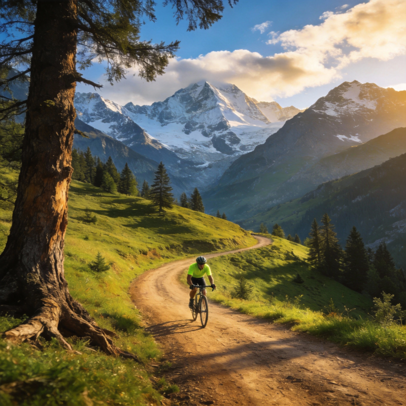 山间骑行 风景如画图片