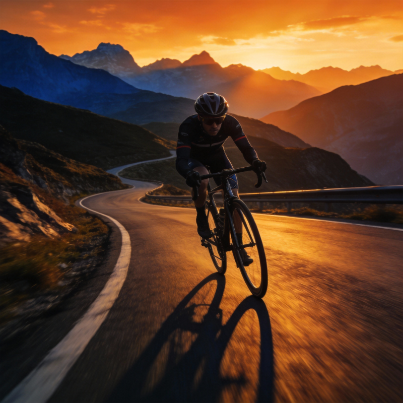 骑行日落山间图片