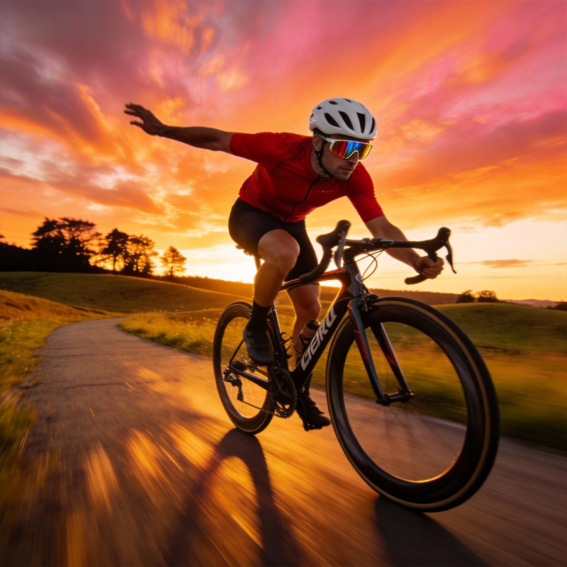 夕阳下的骑行者图片