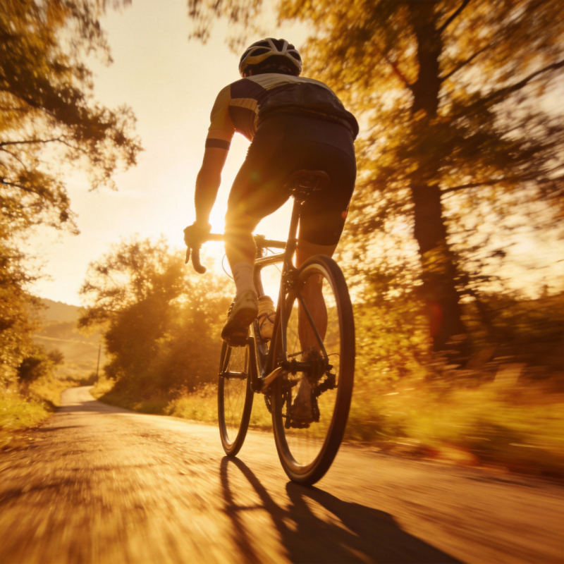 夕阳骑行路图片