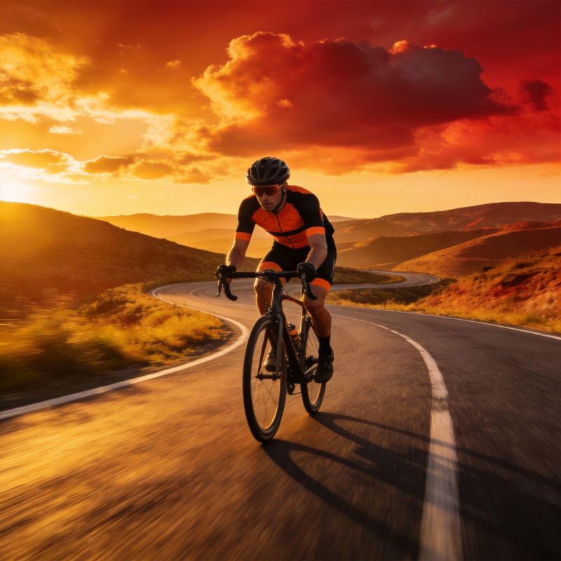 夕阳下的骑行者图片