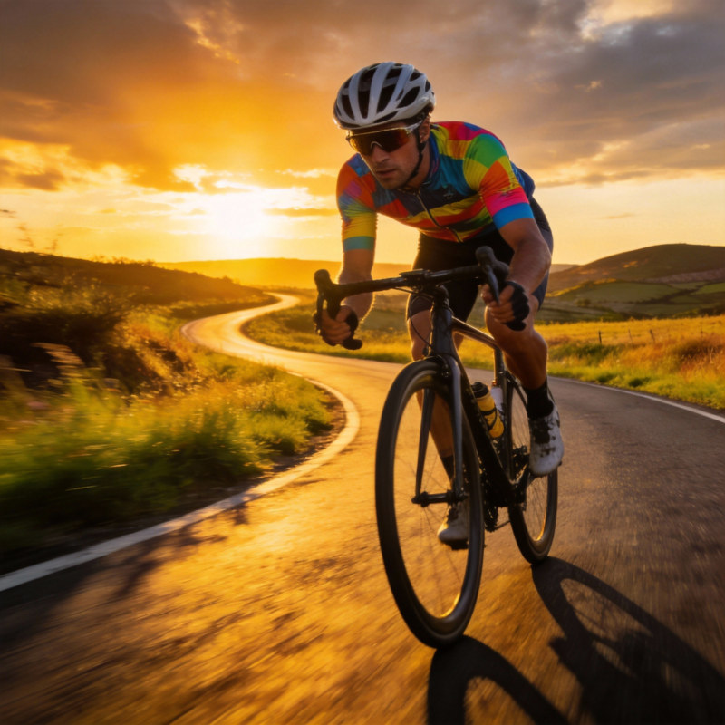 夕阳下的骑行者图片