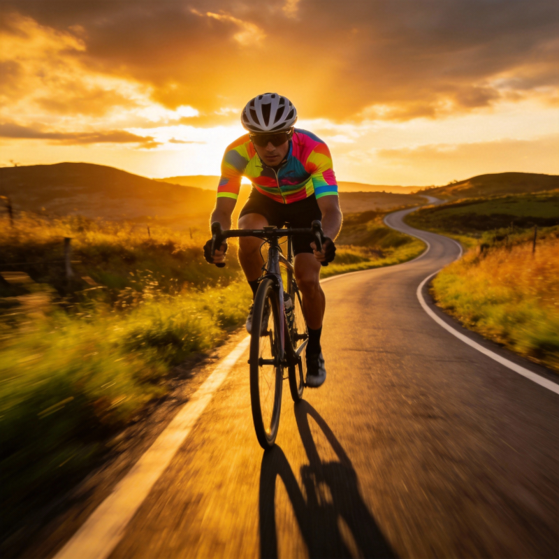 夕阳下的骑行者图片