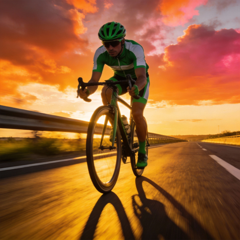 夕阳下的骑行者图片