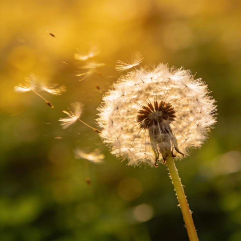 蒲公英随风飘散图片