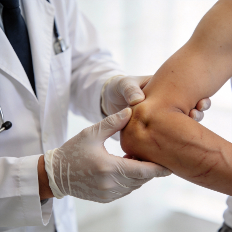 医生检查患者肘部图片