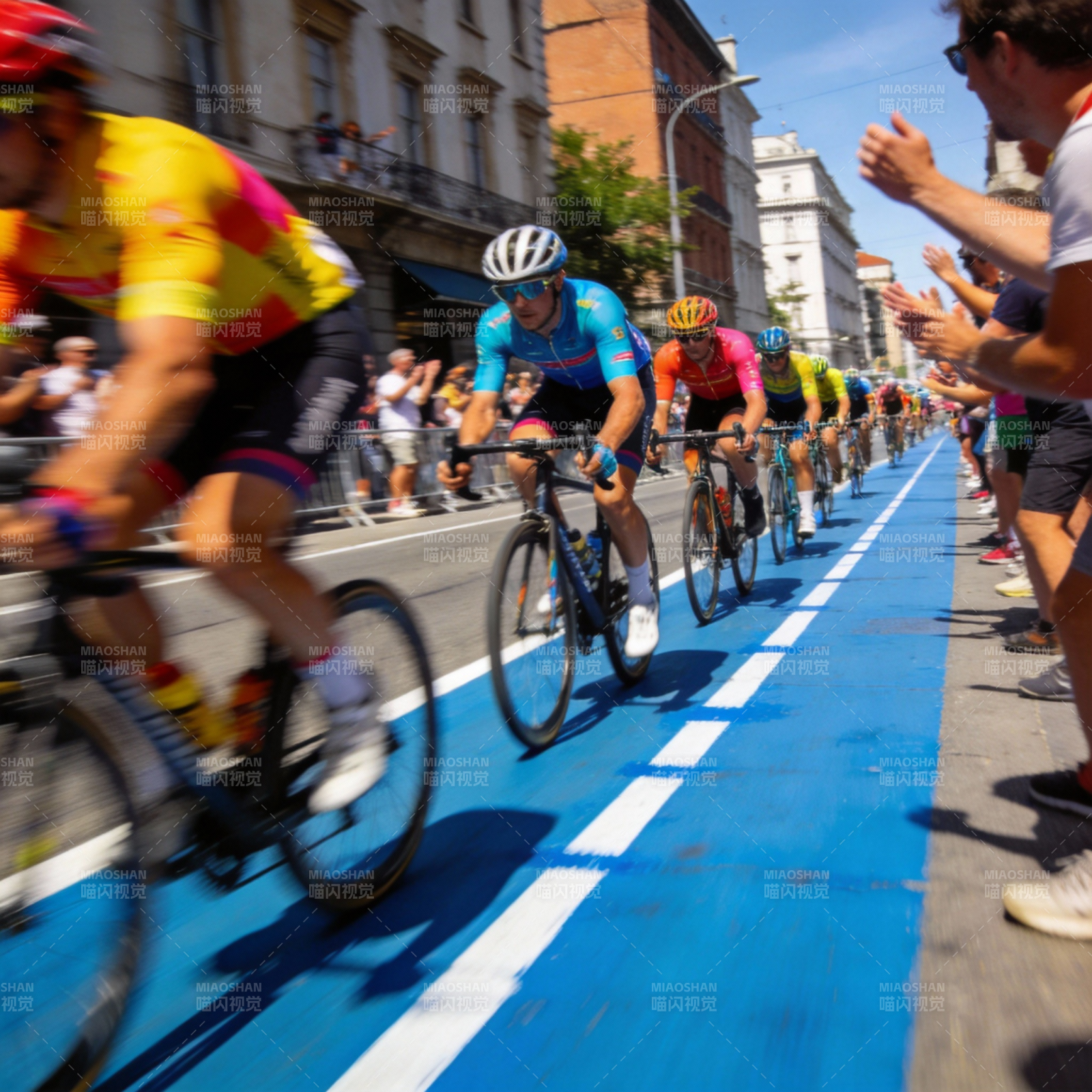 自行车赛激烈进行中图片