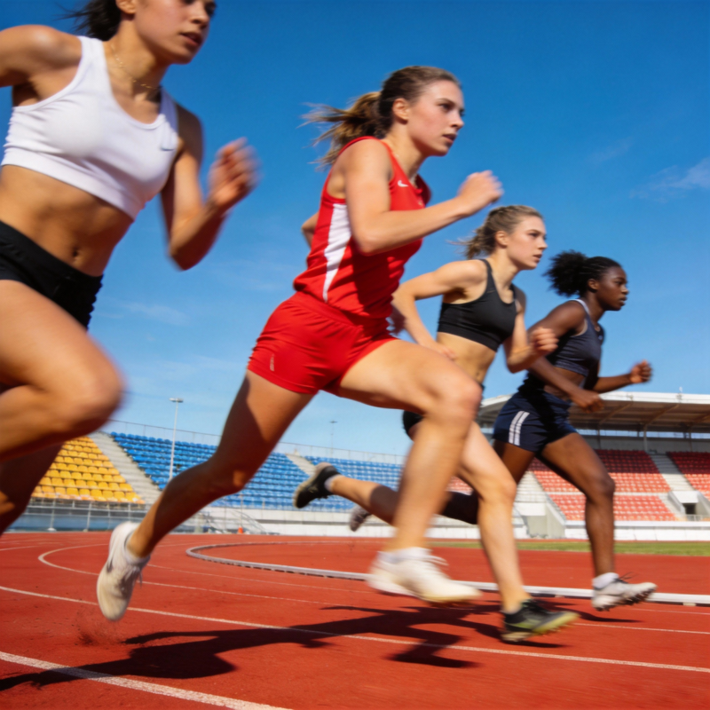 女子短跑激烈角逐图片