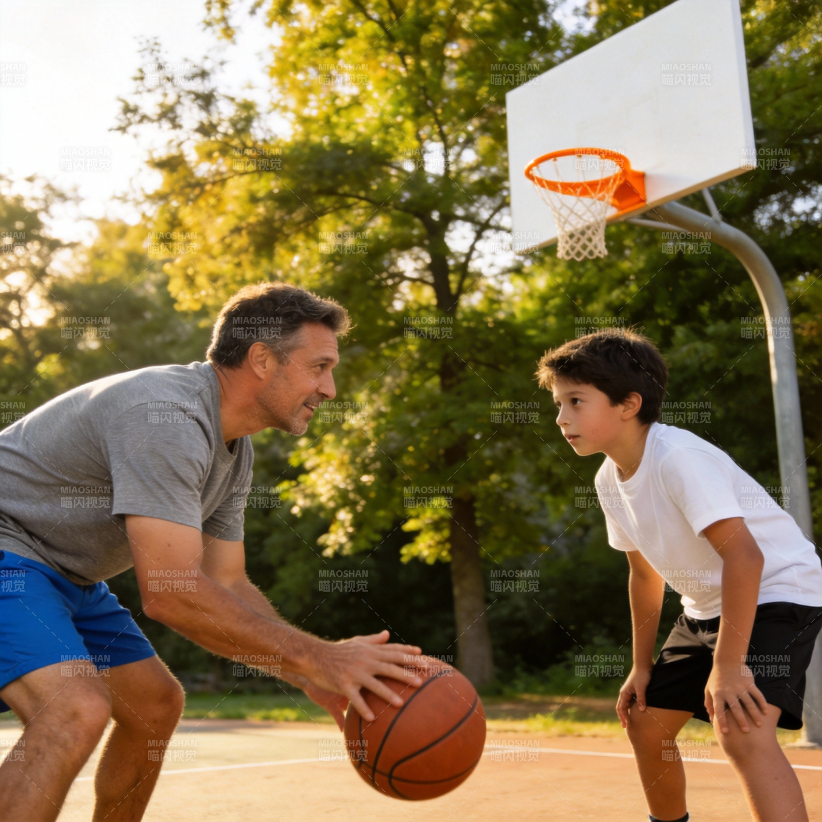 父子篮球对决图片