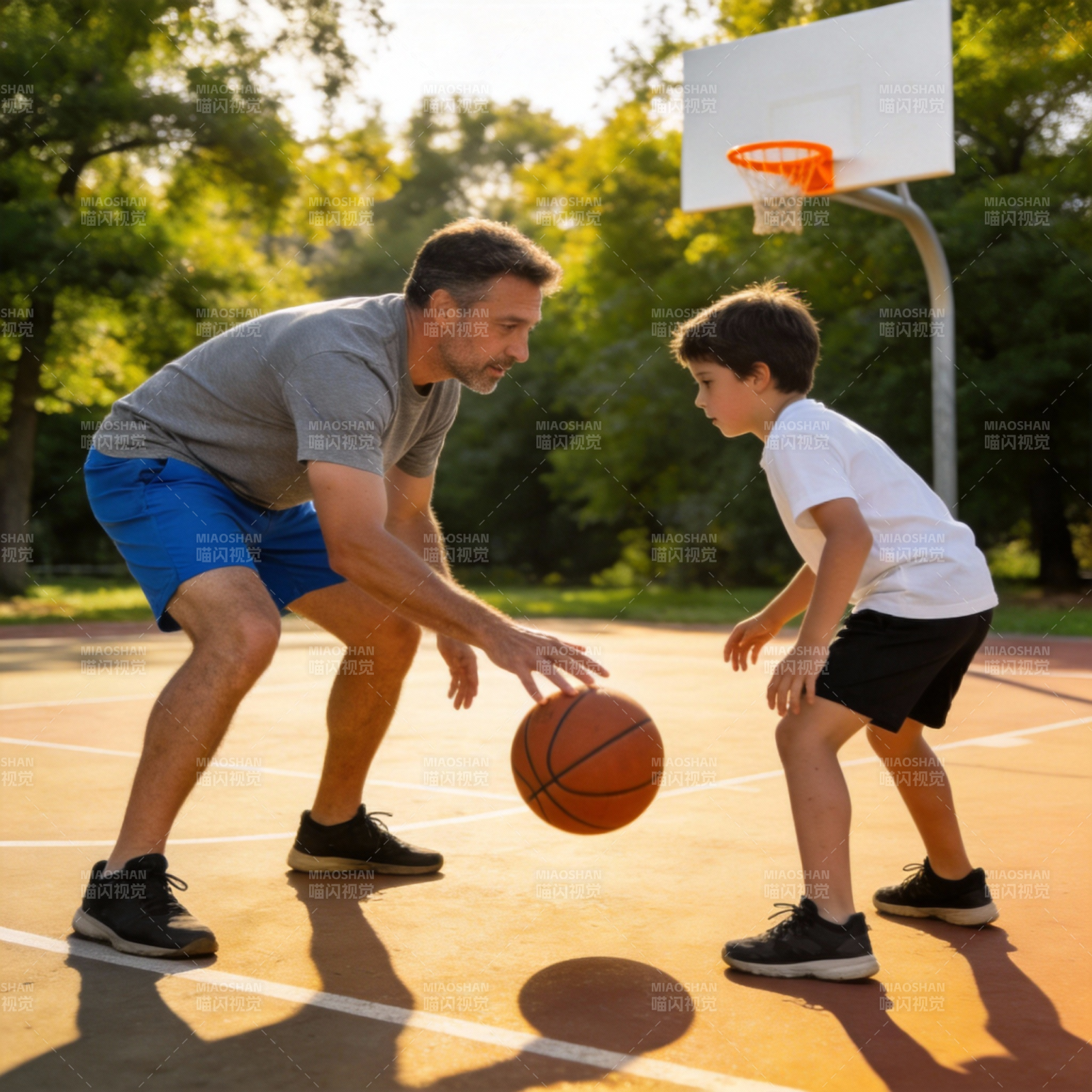 父子篮球对决图片