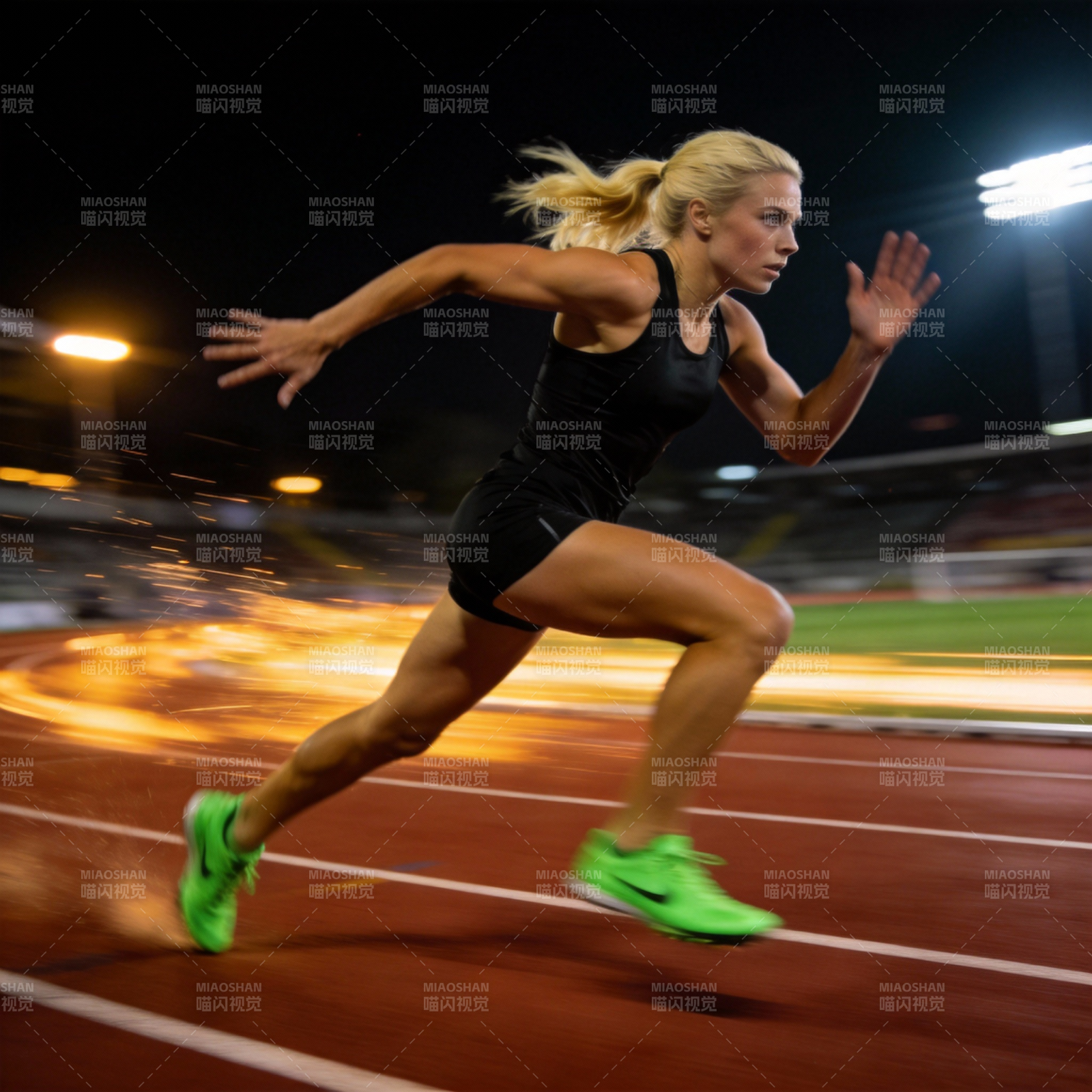 夜跑冲刺瞬间图片