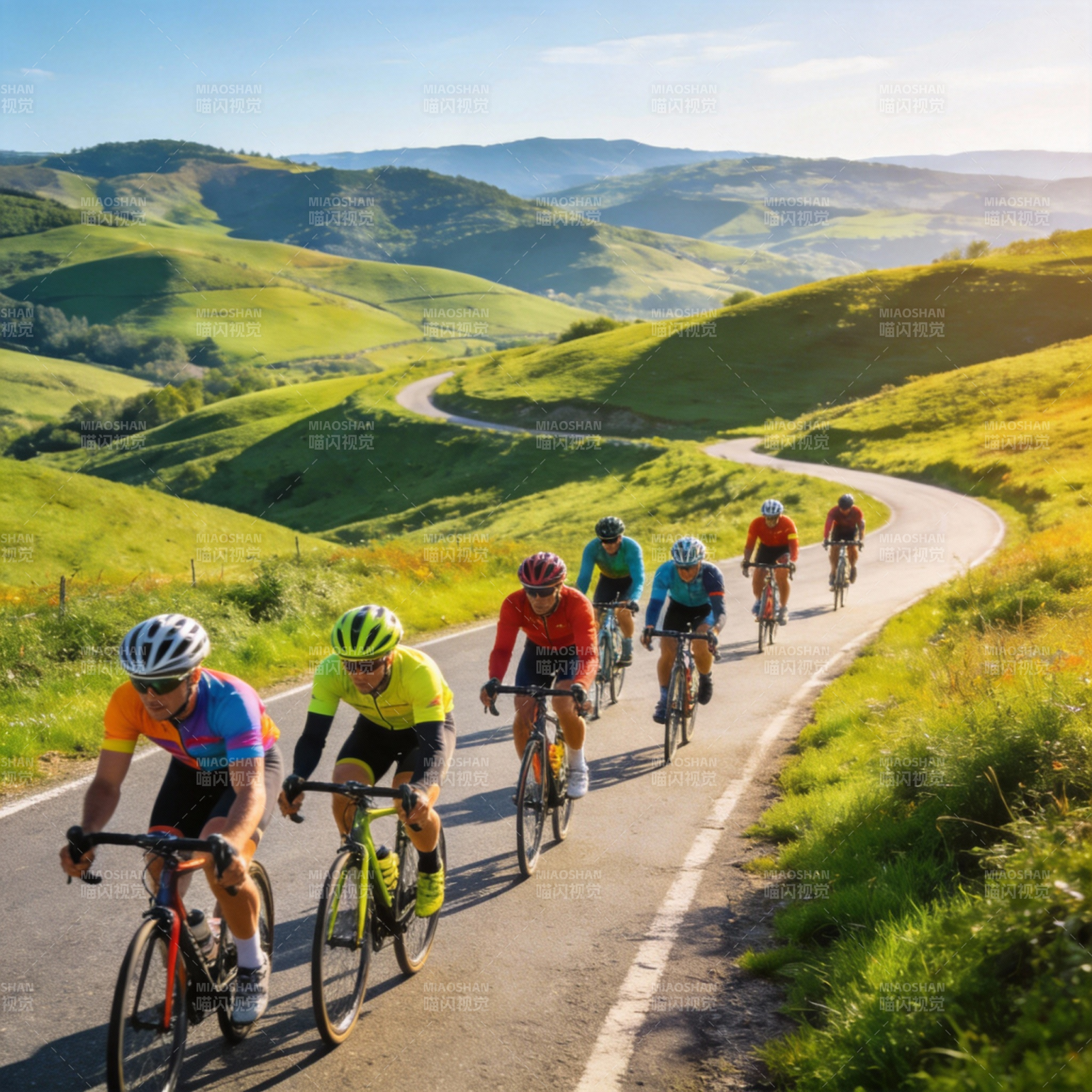 骑行山间美景图片