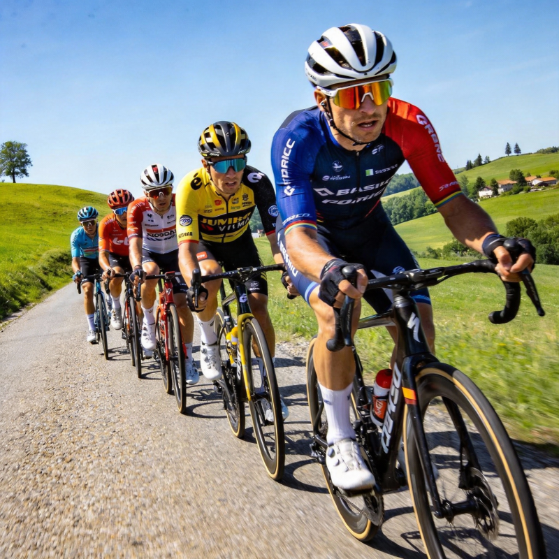 骑行队列疾驰乡间图片