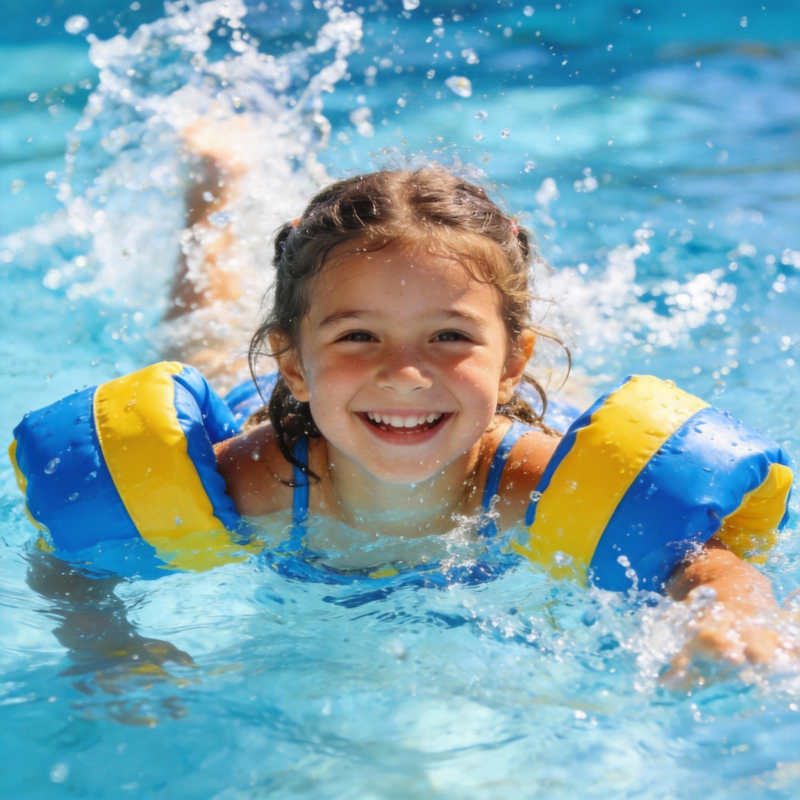 泳池里的快乐小天使图片