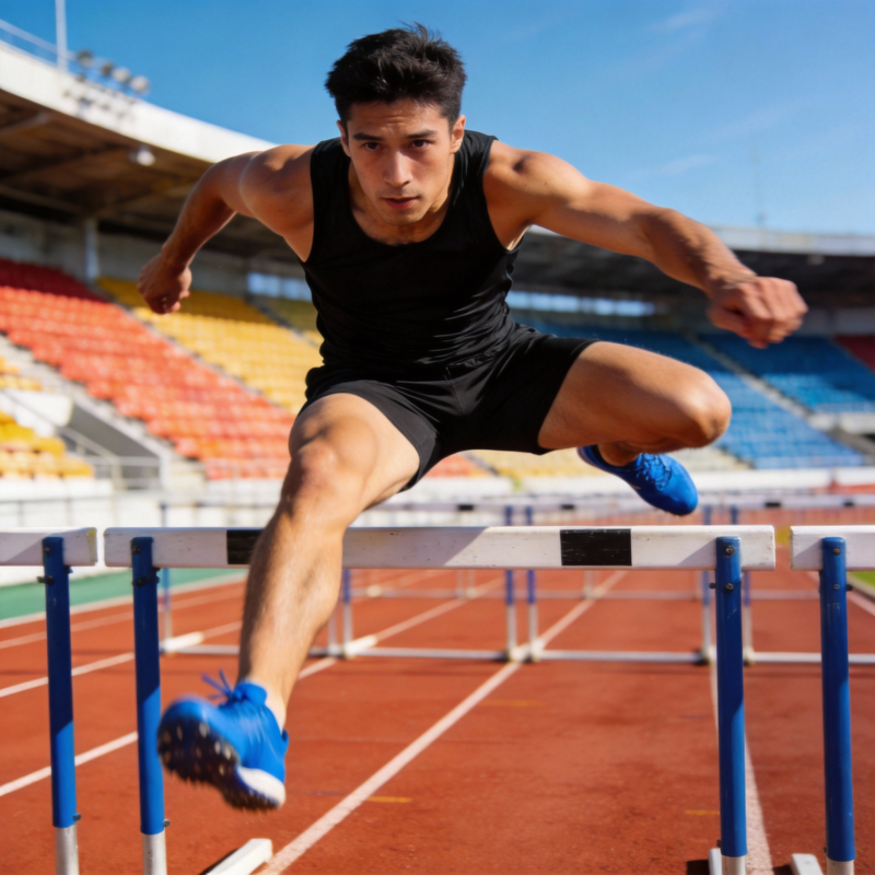 跨栏健将跃过障碍图片