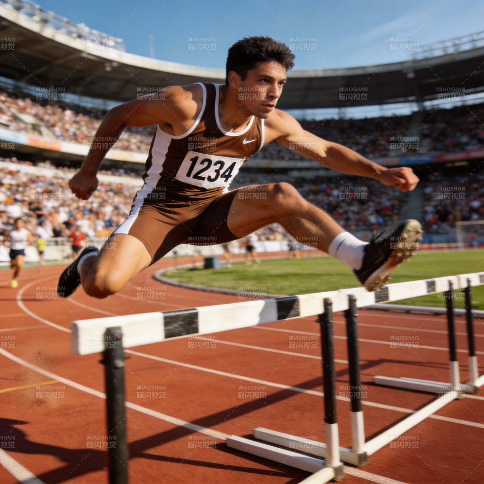 跨栏飞驰瞬间图片