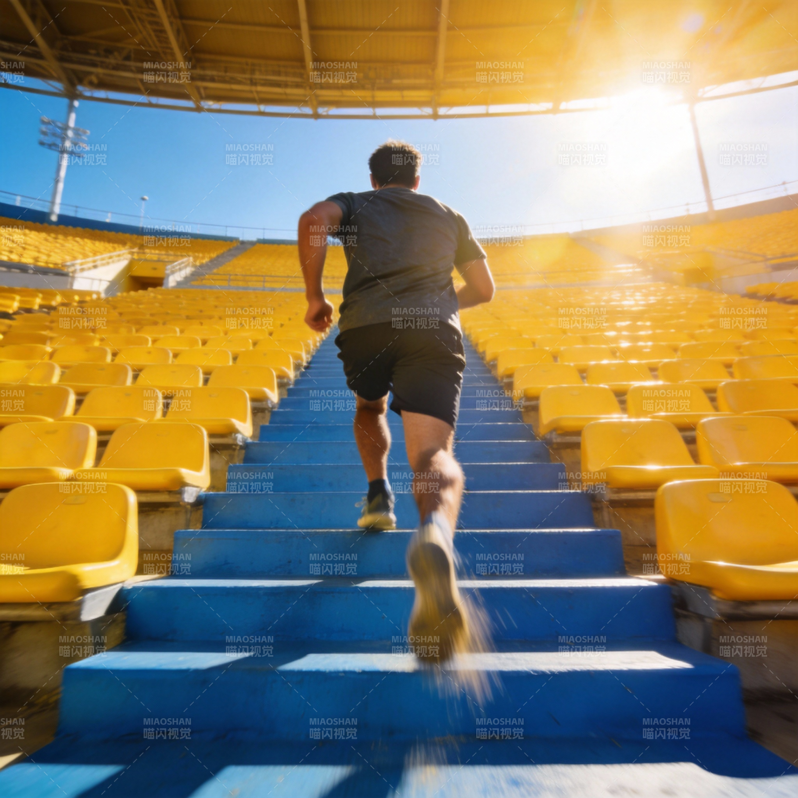 奔跑在阶梯上图片