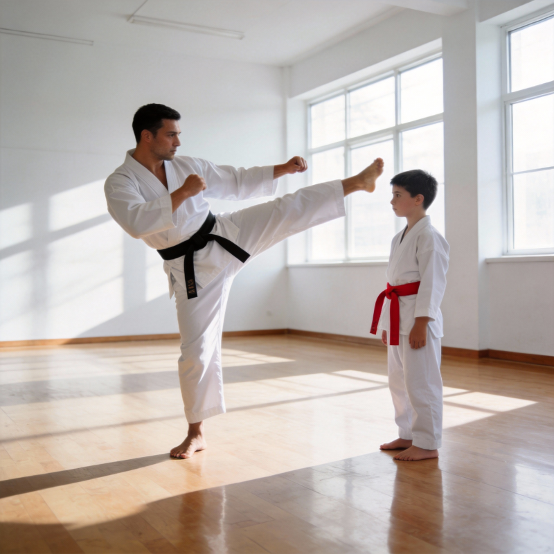 跆拳道师徒对练图片