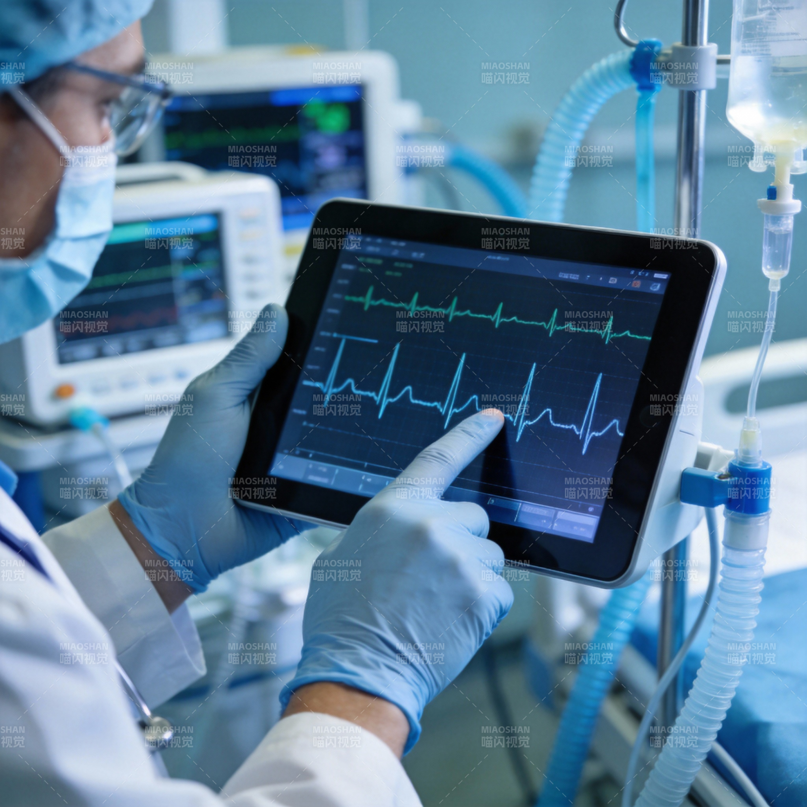 医生查看心电图图片