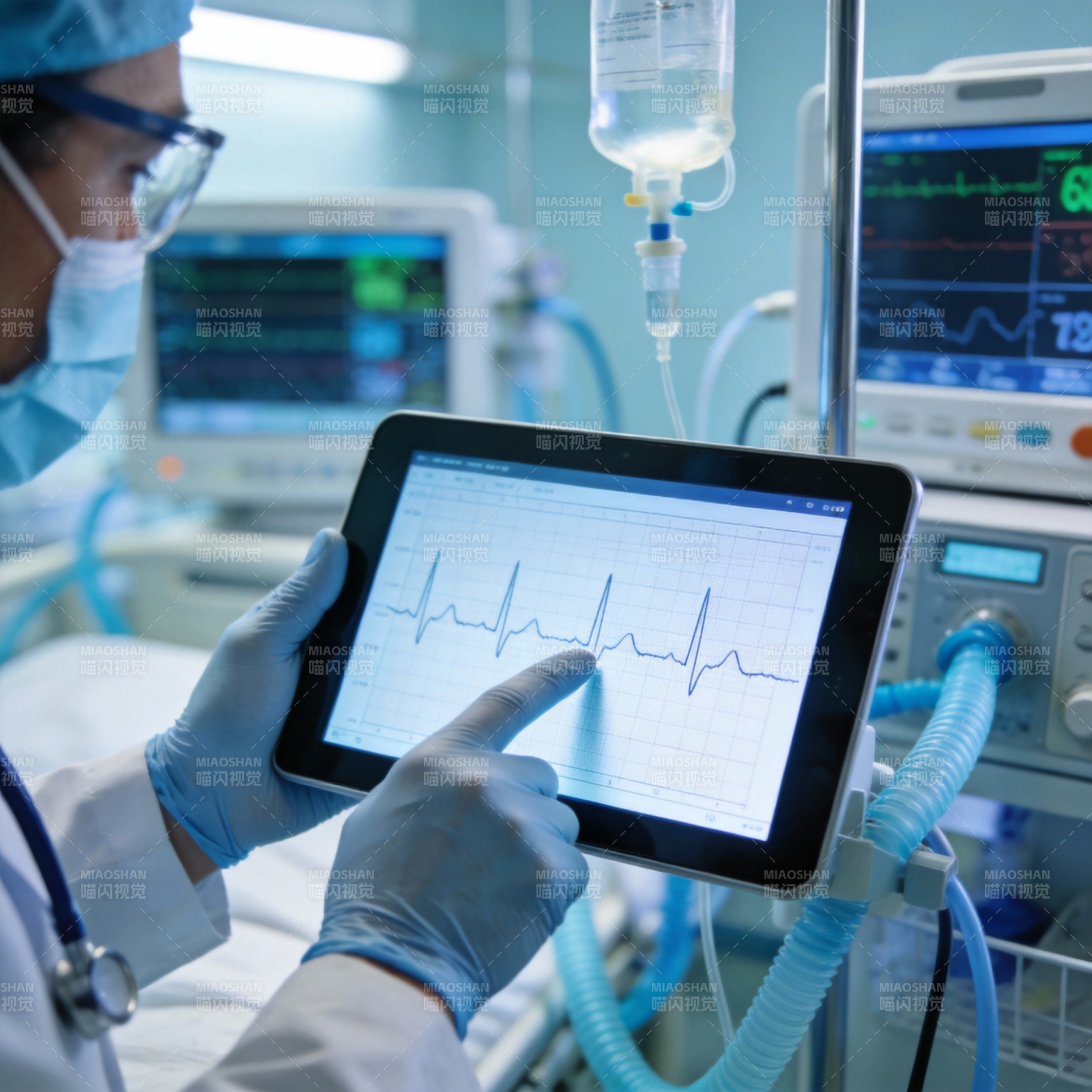 医生查看心电图图片