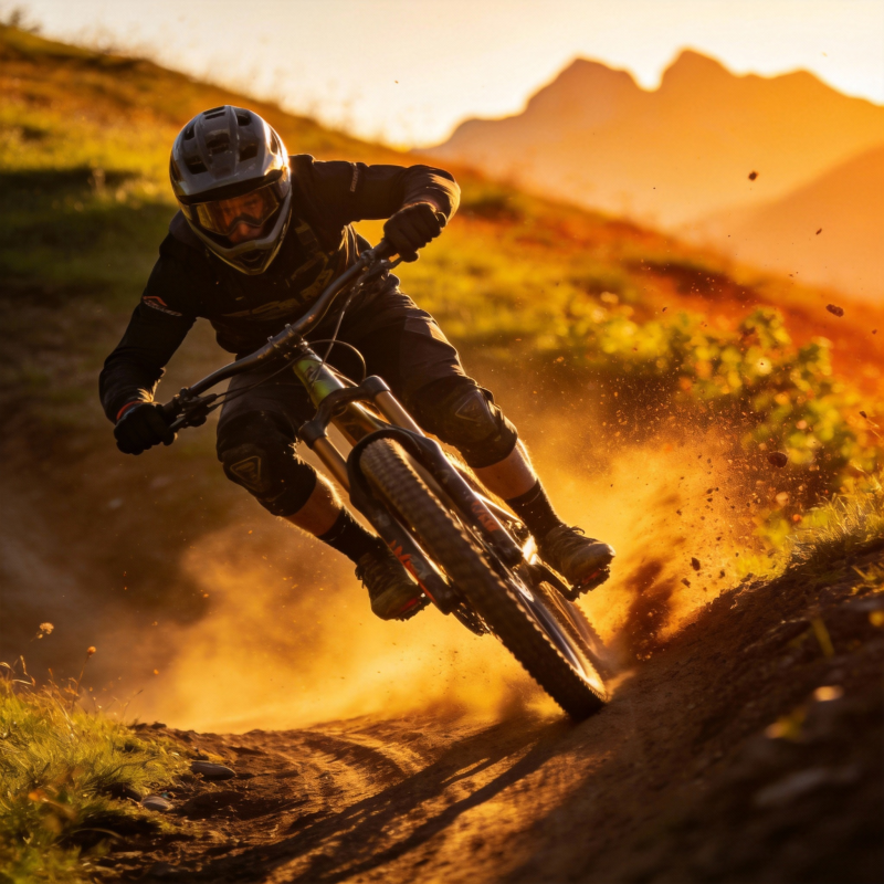 山地骑行 疾驰于夕阳图片