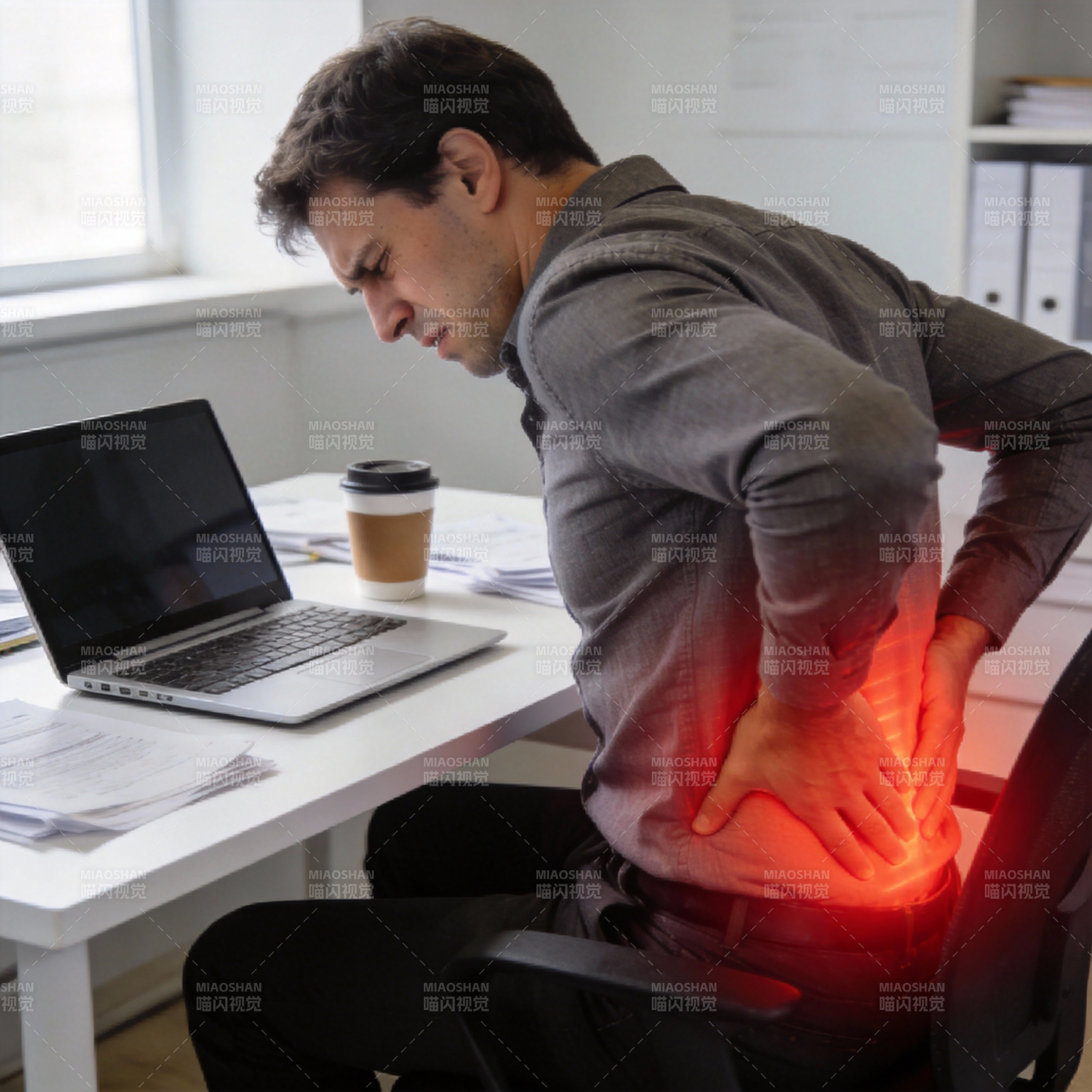 久坐腰痛困扰图片