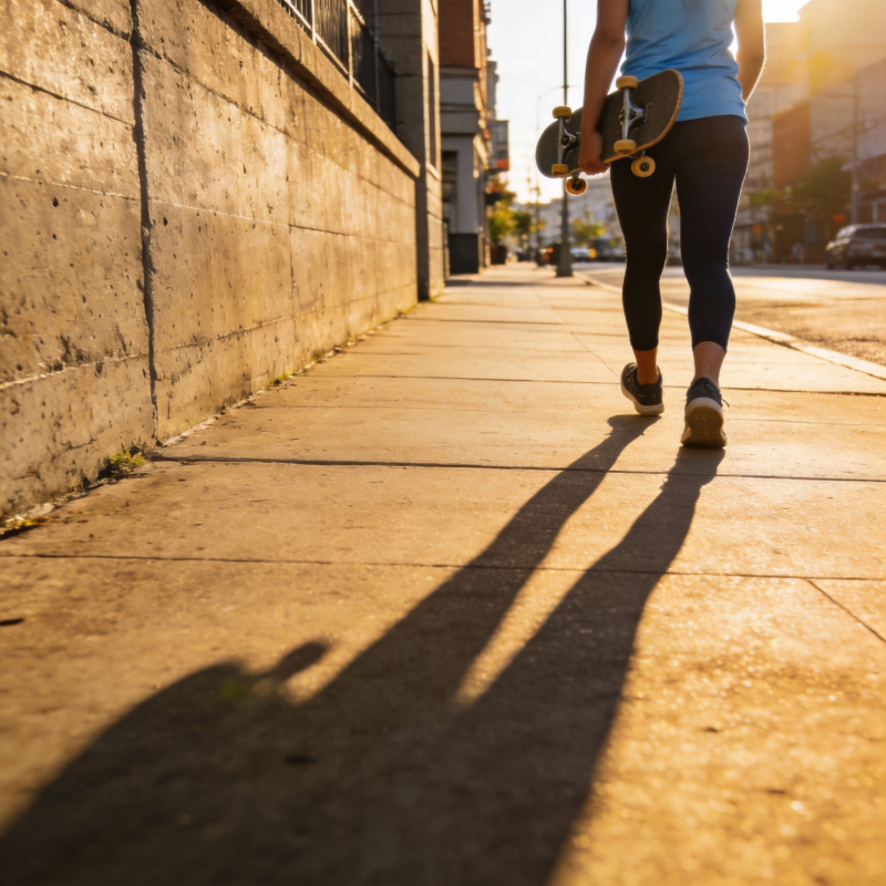 夕阳下的滑板身影图片